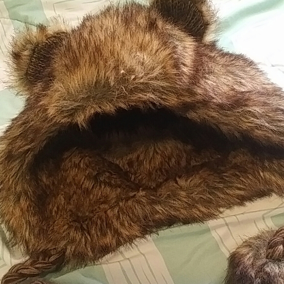 FAUX FUR BROWN HAT, W/EARS,WOMEN'S,  OS - Picture 2 of 3